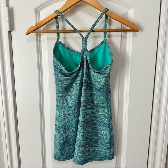 Lululemon Power Y Tank Luon Space Dye Camo Alberta Lake Fresh Teal Size 4 - Picture 2 of 5
